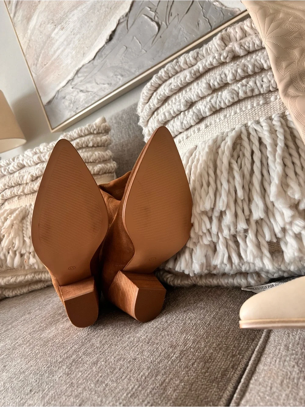 Steve Madden Two-Tone Western Knee-High Boots in Tan and Cream